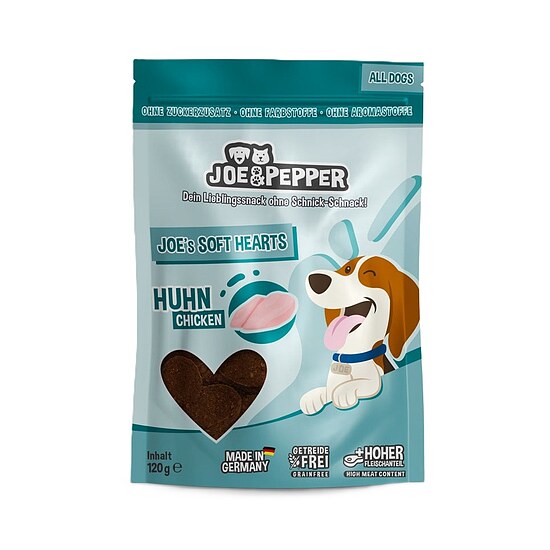 Bild 1 - Joe & Pepper Dog Snack Soft Hearts Huhn 120g