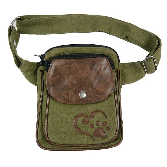 Bild 1 - Multi H�fttasche Bauchtasche Herz und Pfote khaki