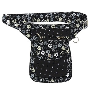 Multi H�fttasche Bauchtasche Pfotenaufdruck schwarz